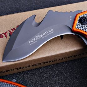 Steel Handle Stainless Steel Folding Knife Camping Tactical Outdoor (Option: Orange-Full edge)