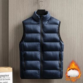 Down Jacket Vest Men's Coat Thickened Warm (Option: Blue-L)