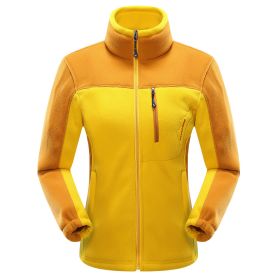 Cross-border Sources Of New Polar Fleece Warm Fleece Couple Cardigan Contrast (Option: Yellow female-L)