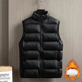 Down Jacket Vest Men's Coat Thickened Warm (Option: Black-6XL)