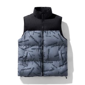 Men's Winter Stitching Sleeveless Cotton Coat (Option: Gray-L)