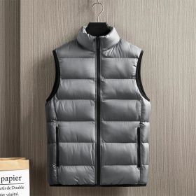 Down Jacket Vest Men's Coat Thickened Warm (Option: Gray-L)