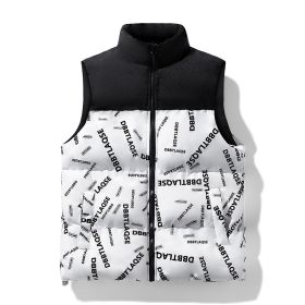 Men's Winter Stitching Sleeveless Cotton Coat (Option: White-L)