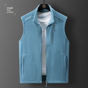 Fleece Loose Polar Fleece Vest (Option: Fog Blue Men-XL)