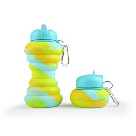 550ML Collapsible Water Bottles Outdoor Sports Fold Water Cup Silicone Leakproof Portable Kettle Travel Children Adult Bottle (Color: G, Capacity: 550ML)