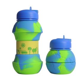 550ML Collapsible Water Bottles Outdoor Sports Fold Water Cup Silicone Leakproof Portable Kettle Travel Children Adult Bottle (Color: D, Capacity: 550ML)