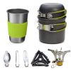 Hiking Picnic Tourist Tableware Set With Folding Spoon Mini Gas Stove