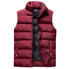 Men's Autumn Winter Vest Youth Slim Fit (Option: Wine Red-XXL)